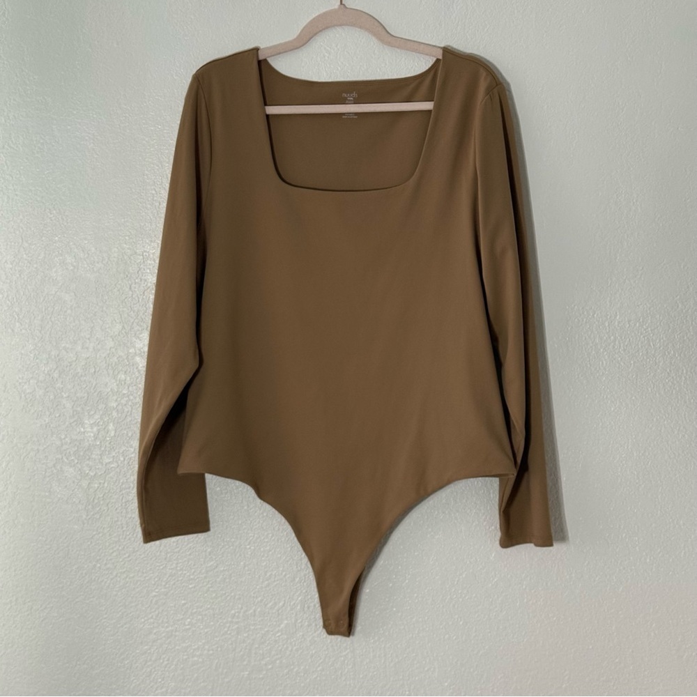 Nuuds Tan Long Sleeve Square-neck Bodysuit Size XXXL - Picture 4 of 10